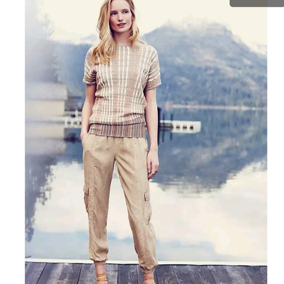 Anthropologie Tops - ANTHROPOLOGIE NESSA PULLOVER BY MOTH ORANGE TEXTURED SHORT SLEEVE TOP SZ SMALL